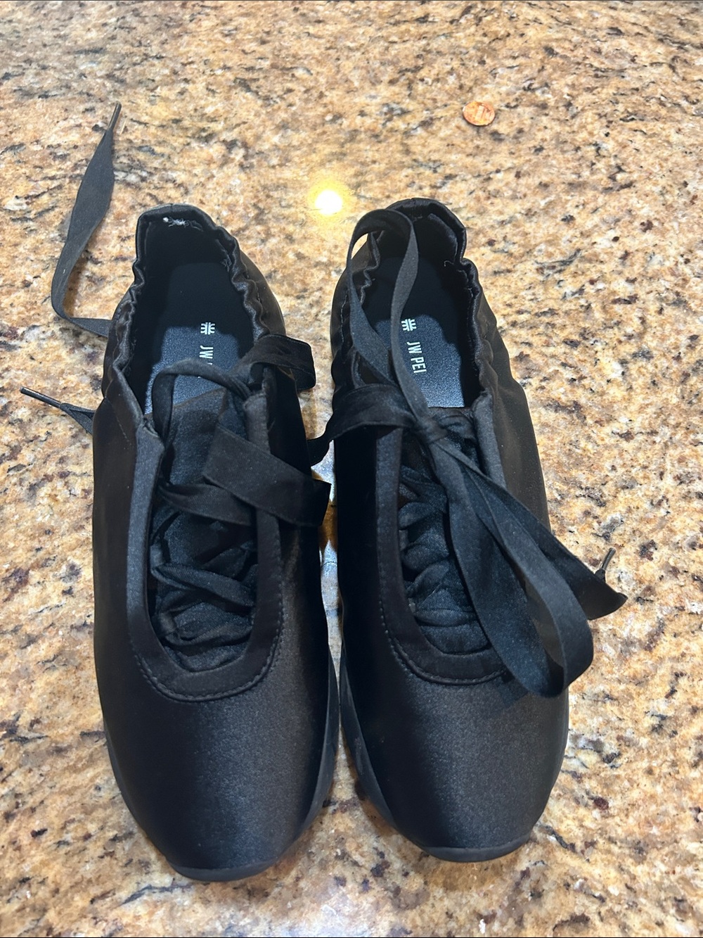 JW PEI Black Satin Lace-Up Sneakers